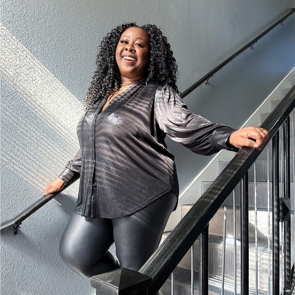 Smash + Tess Tops - NWT Smash + Tess Shirt Superstar Button Down Metallic Black Sz. M
